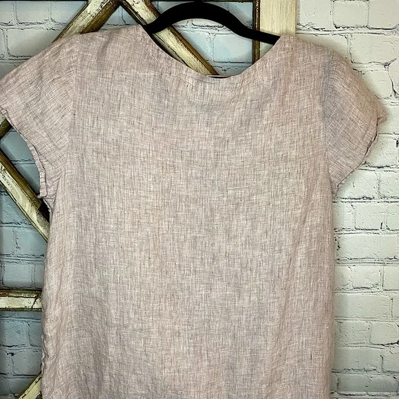 Cynthia Rowley, Pale Neutral 100% Linen top - Picture 4 of 5